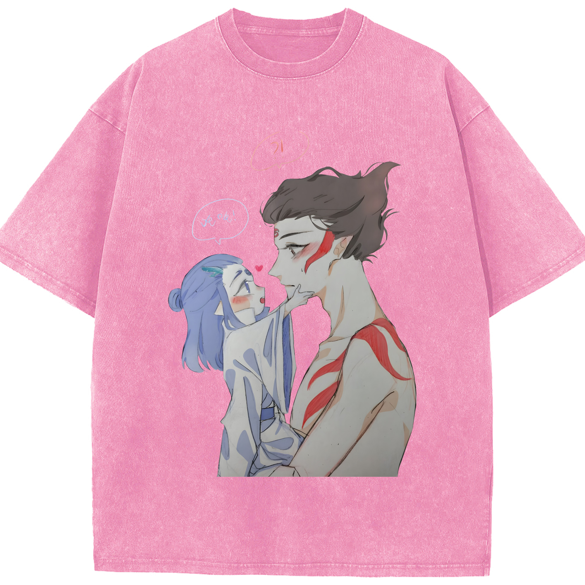 （画像用） Ne Zha 2 ナタ 魔童の大暴れ 綿100% ヴィンテージ風 半袖Tシャツ（フロントプリント）